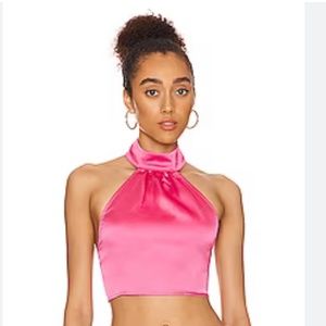 We Wore What Silk Halter Top - Pink